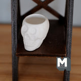 Dollhouse Miniature Ceramic Halloween Skull Planter (unglazed) - B079