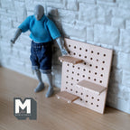 1:12 Scale Miniature Pegboard with Shelves and S Hook Hangers, Unpainted Requires Assembly, 3-15/16 inch wide, DIY Dollhouse Supply