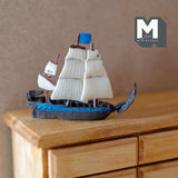 Miniature Sailing Ship 1:12 Scale Dollhouse Decoration Sail Boat 1-13/16 inch long (plastic) (blue) - G070