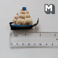 Miniature Sailing Ship 1:12 Scale Dollhouse Decoration Sail Boat 1-13/16 inch long (plastic) (blue) - G070