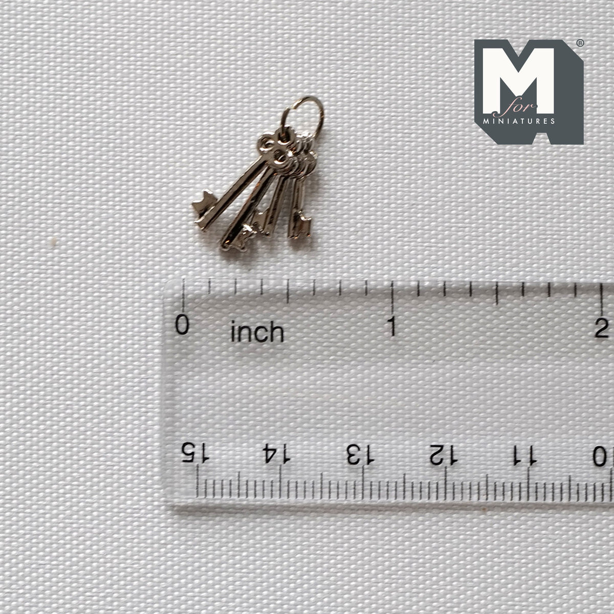1:12 Scale Miniature Key Ring and 3 Keys, 4 Pieces, 5/8 inch long, DIY Dollhouse Supply (silver)