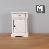 Dollhouse Nightstand 1:12 Scale Miniature White Nightstand with Swing Door and Drawer