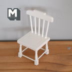 1:12 Scale Miniature Wood Slat Back Dining Chair, 3-3/16 inch tall, DIY Dollhouse Supply (white)