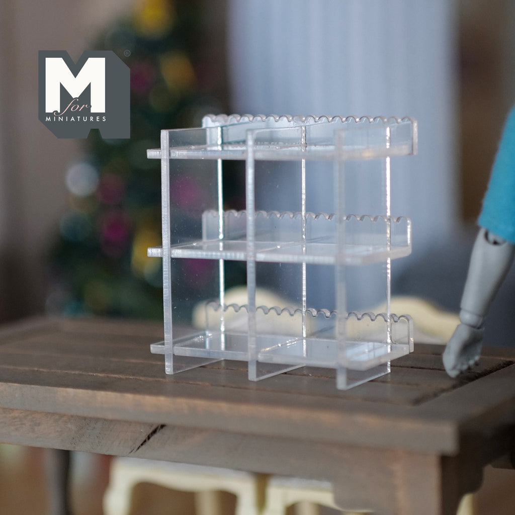 1:12 Scale Miniature Acrylic Cake Display Shelf, 3 Tiers, 2 inch tall, DIY Dollhouse Supply (clear)