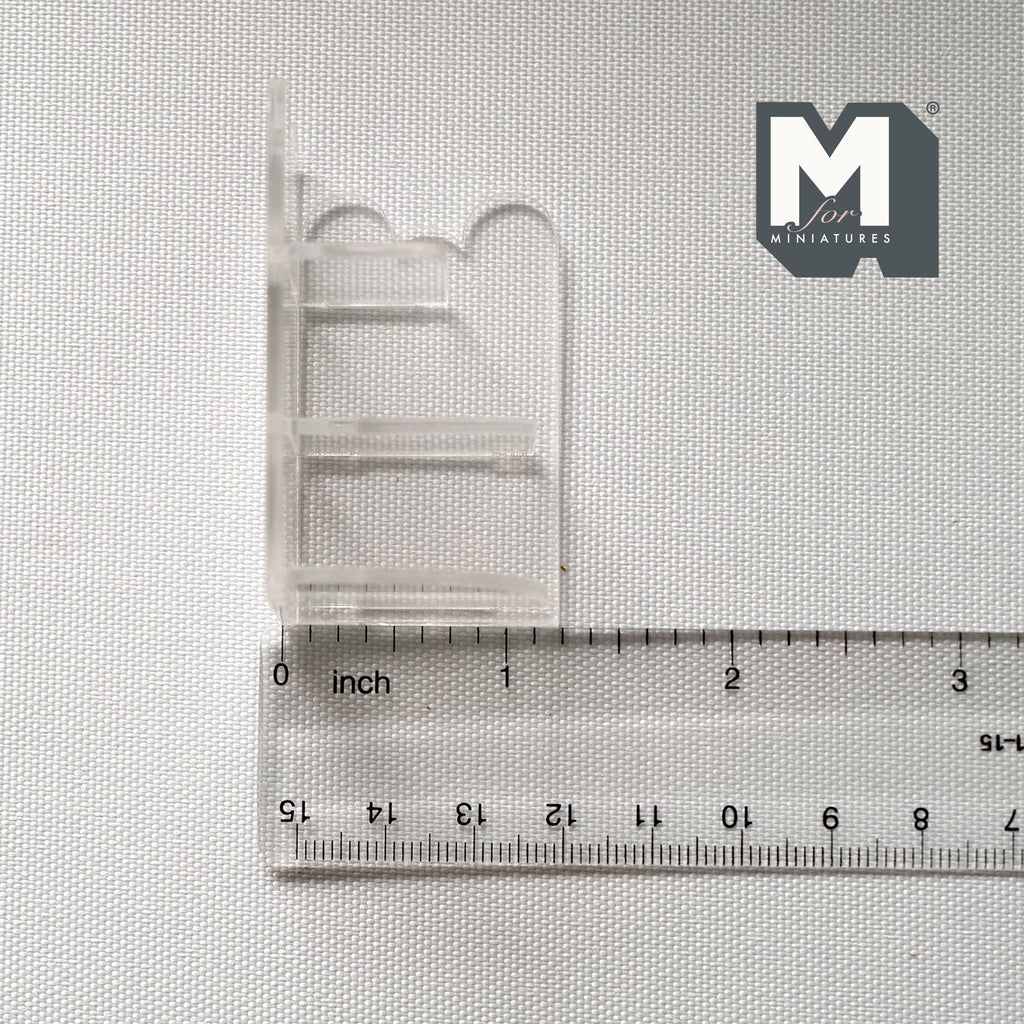 1:12 Scale Miniature Acrylic Corner Shelf, 3 Tiers, Scalloped Edges, 2-1/4 inch tall, DIY Dollhouse Supply (clear)