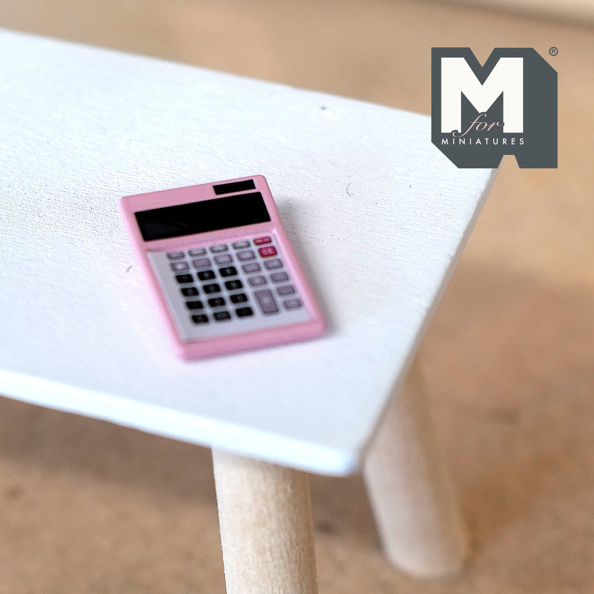 1:12 Scale Miniature Desk Calculator, 11/16 inch long, DIY Dollhouse Supply (pink)
