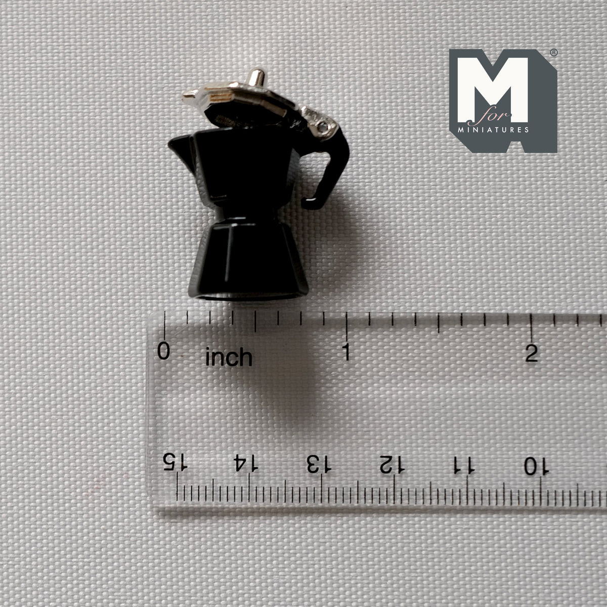 1:12 Scale Miniature Stovetop Coffee Maker, Silver Lid, 1-3/16 inch tall, DIY Dollhouse Supply (metal) (black)