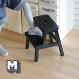 Dollhouse Kitchen Stool 1:12 Scale Miniature Wooden Steps Dollhouse Furniture Step Ladder (black) - D022