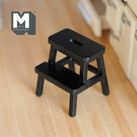 Dollhouse Kitchen Stool 1:12 Scale Miniature Wooden Steps Dollhouse Furniture Step Ladder (black) - D022