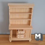 1:12 Scale Miniature Unpainted Wood Kitchen Hutch, 2 Doors and 4 Drawers, 6-5/8 inch tall, DIY Dollhouse Supply