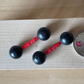 1:12 Scale Miniature Dumbbells with Red Grips, Set of 2, 1-5/8 inch long, DIY Dollhouse Supply (black)