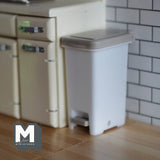 Miniature Step On Trash Can 1:12 Scale Dollhouse Supplies Foot Pedal Bin , Hands Free Waste Bin  (light grey) - G009