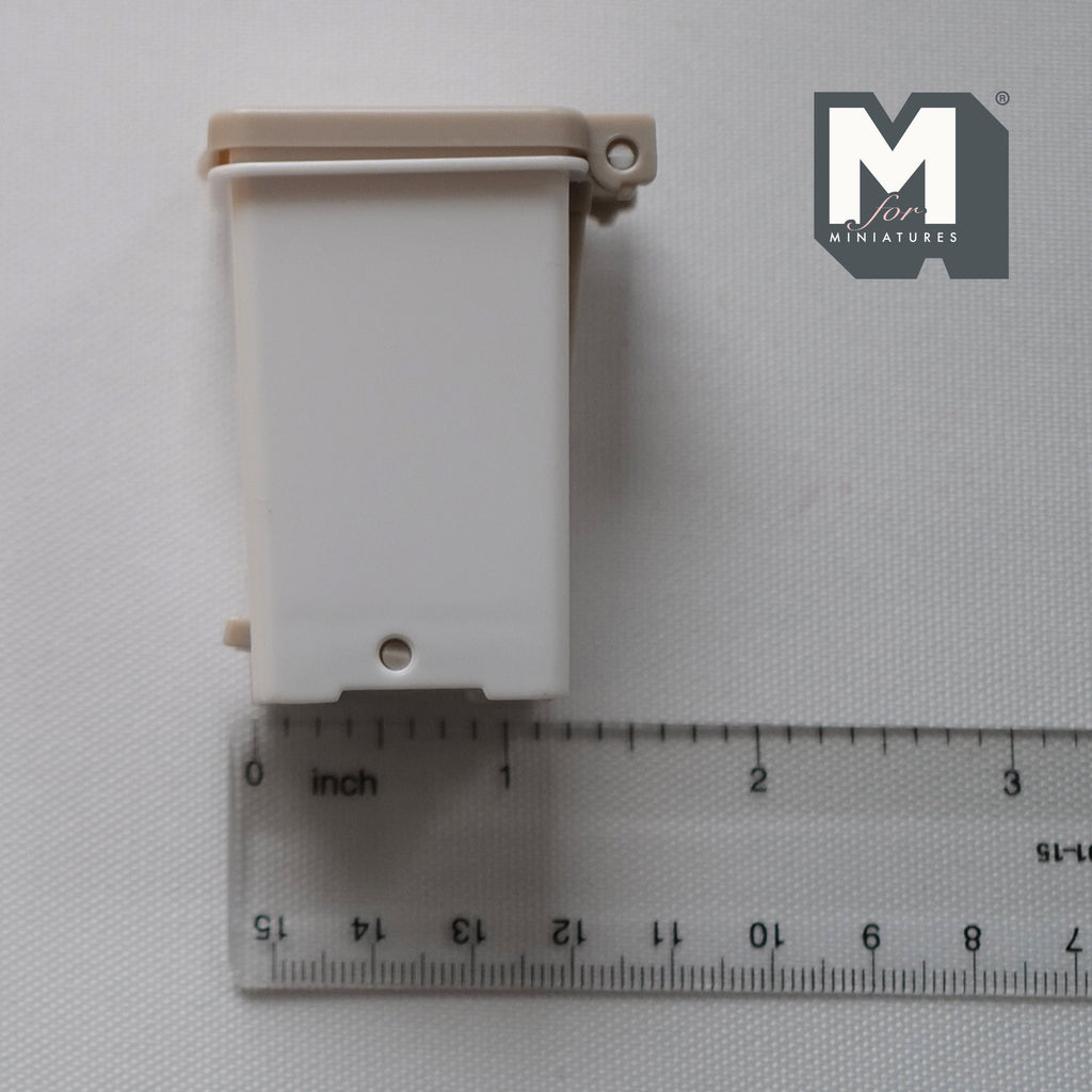 1:12 Scale Miniature Step On Trash Can with Foot Pedal, 2-1/4 inch tall, DIY Dollhouse Supply (light grey)