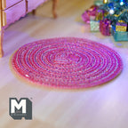 1:12 Scale Miniature Round Braided Area Rug, 4-1/2 inch dia., DIY Dollhouse Supply (red and pink)