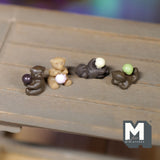 Dollhouse Miniature Bear Cub and Ball Chocolate Set of 4 , Young Bear Playing Snowball (non edible) - E019