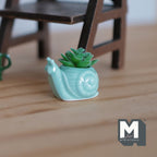 1:12 Miniature Ceramic Snail Planter Flower Pot 1 Inch Scale Dollhouse Snail Pot - B078