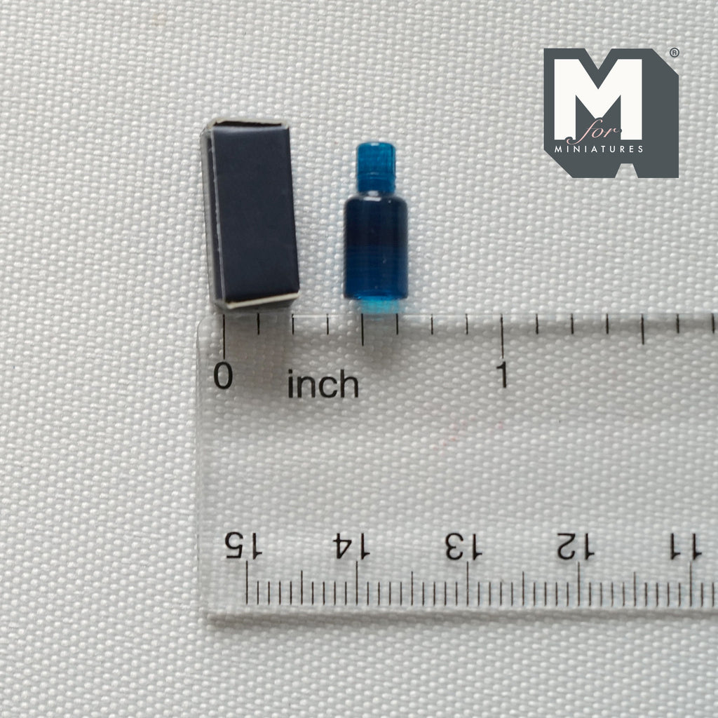 1:12 Scale Miniature Perfume Bottle and Box, Set of 2, 11/16 inch tall, DIY Dollhouse Supply (navy blue)