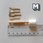 Ustensiles de cuisine miniatures en bois à l'échelle 1:12 et rouleau à pâtisserie avec support, ensemble de 6 pièces, 3 cm de long, fourniture pour maison de poupée DIY