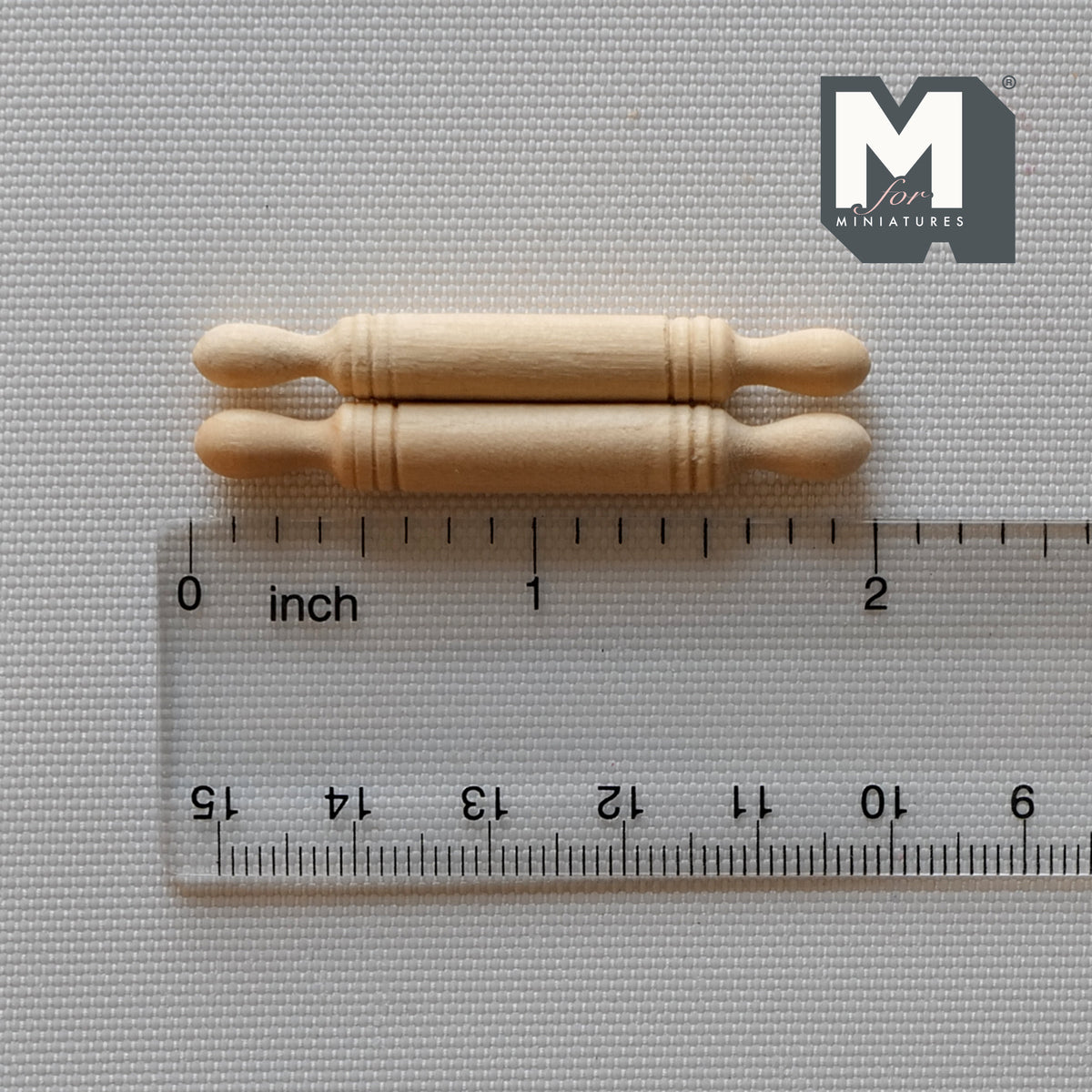 1:12 Scale Miniature Wood Rolling Pins, Set of 2, 1-15/16 inch long, DIY Dollhouse Supply