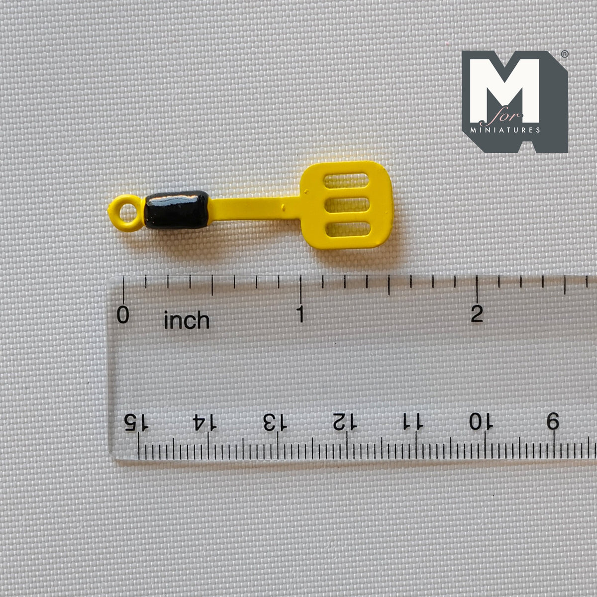 1:12 Scale Miniature Slotted Turner, Kitchen Utensil, 1-9/16 inch long, DIY Dollhouse Supply (yellow)