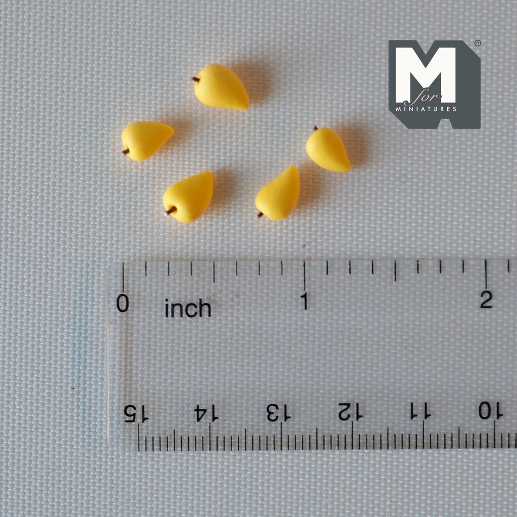 1:12 Scale Miniature Mangoes, Set of 5, 3/8 inch long, DIY Dollhouse Supply