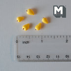 1:12 scale miniature mangoes in yellow, set of 5, shown beside a ruler for scale