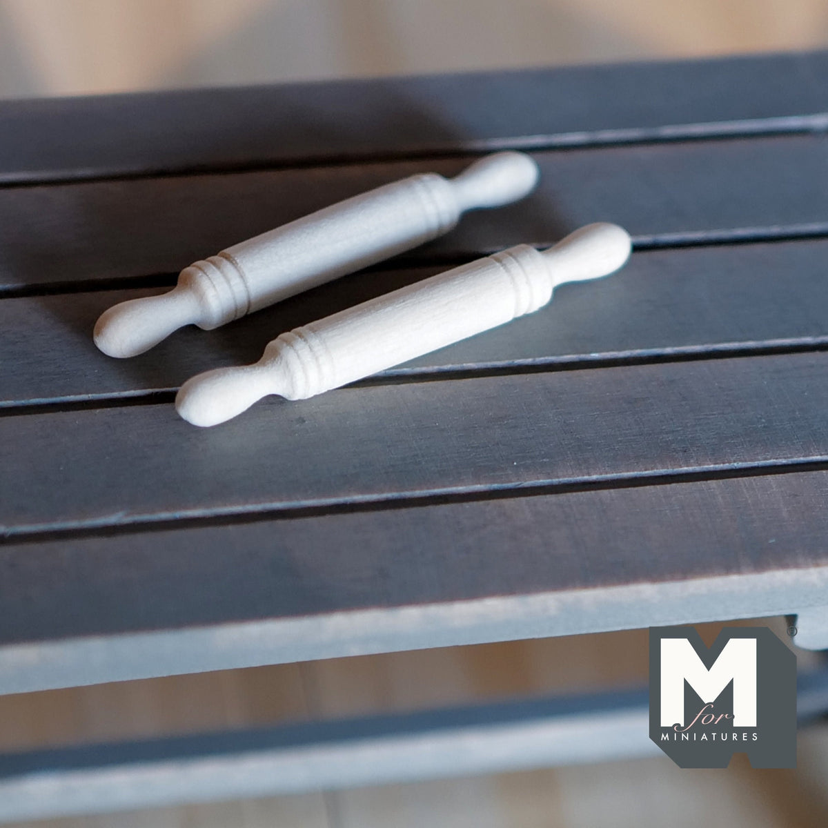 1:12 Scale Miniature Wood Rolling Pins, Set of 2, 1-15/16 inch long, DIY Dollhouse Supply