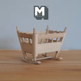 Dollhouse Supplies Miniature unpainted, unfinished, baby cribs toddler infant bed dolls house wooden bed 1 12th scale miniature - I035