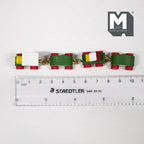 1:12 Scale Miniature Wood Toy Train, Engine with 2 Cars, 4-5/16 inch long, DIY Dollhouse Supply (green)