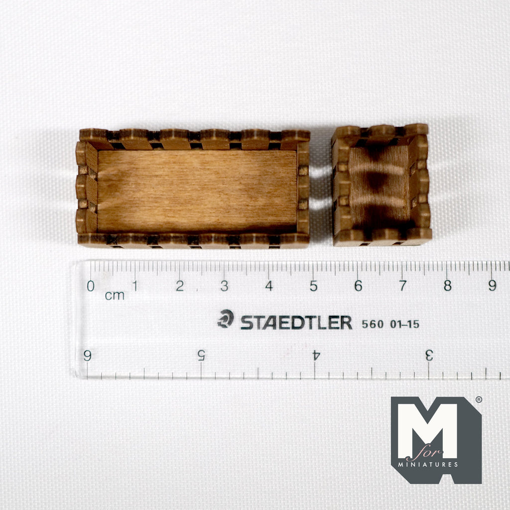 1:12 Scale Miniature Wood Picket Planter Boxes, Square and Rectangular, Set of 2, 1-15/16 inch long, DIY Dollhouse Supply