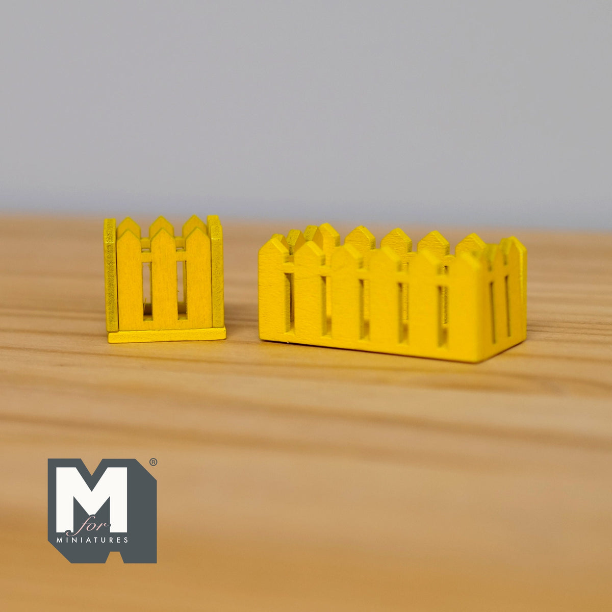 1:12 Scale Miniature Wood Picket Planter Boxes, Square and Rectangular, Set of 2, 1-15/16 inch long, DIY Dollhouse Supply (yellow)