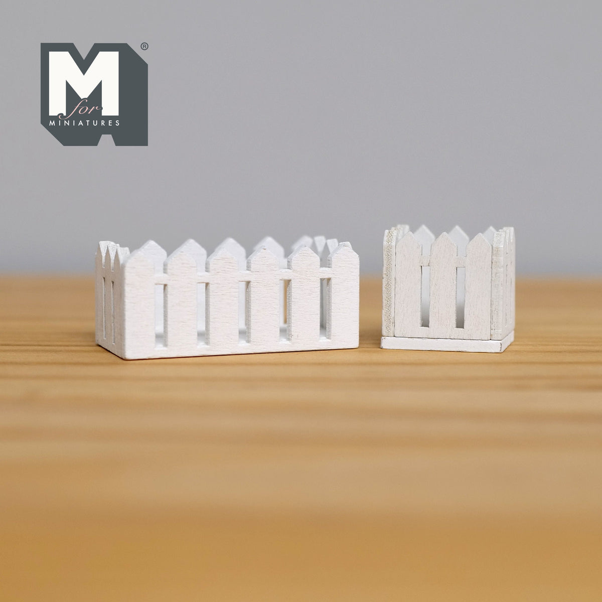 1:12 Scale Miniature Wood Picket Planter Boxes, Square and Rectangular, Set of 2, 1-15/16 inch long, DIY Dollhouse Supply (white)