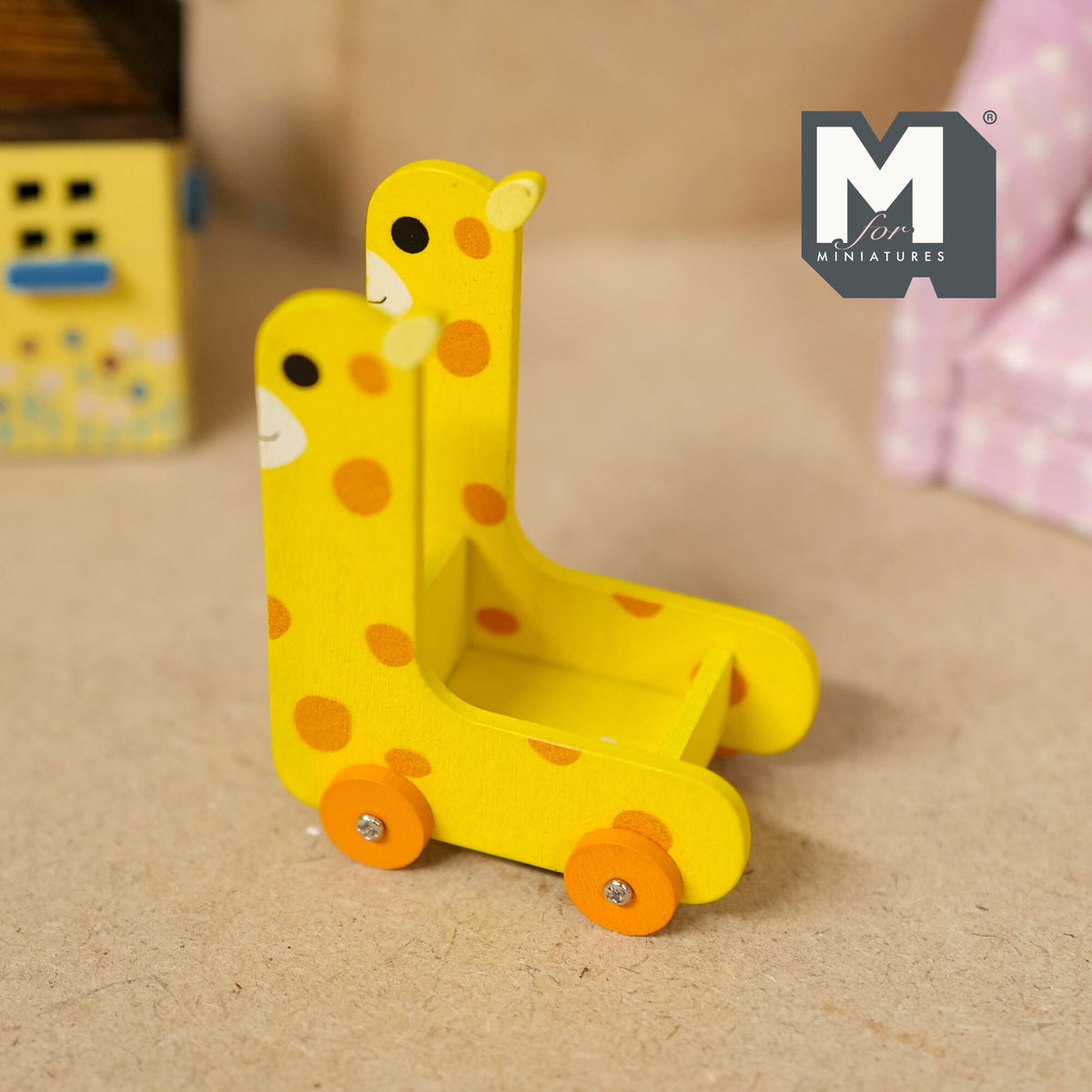 Miniature Giraffe Storage Cart 1:12 Scale Dollhouse Supplies Kid's Room Storage  Box - G099