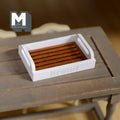 1:12 Scale Miniature Wood Serving Tray with Handles and Slatted Insert, 1-15/16 inch wide, DIY Dollhouse Supply (white)