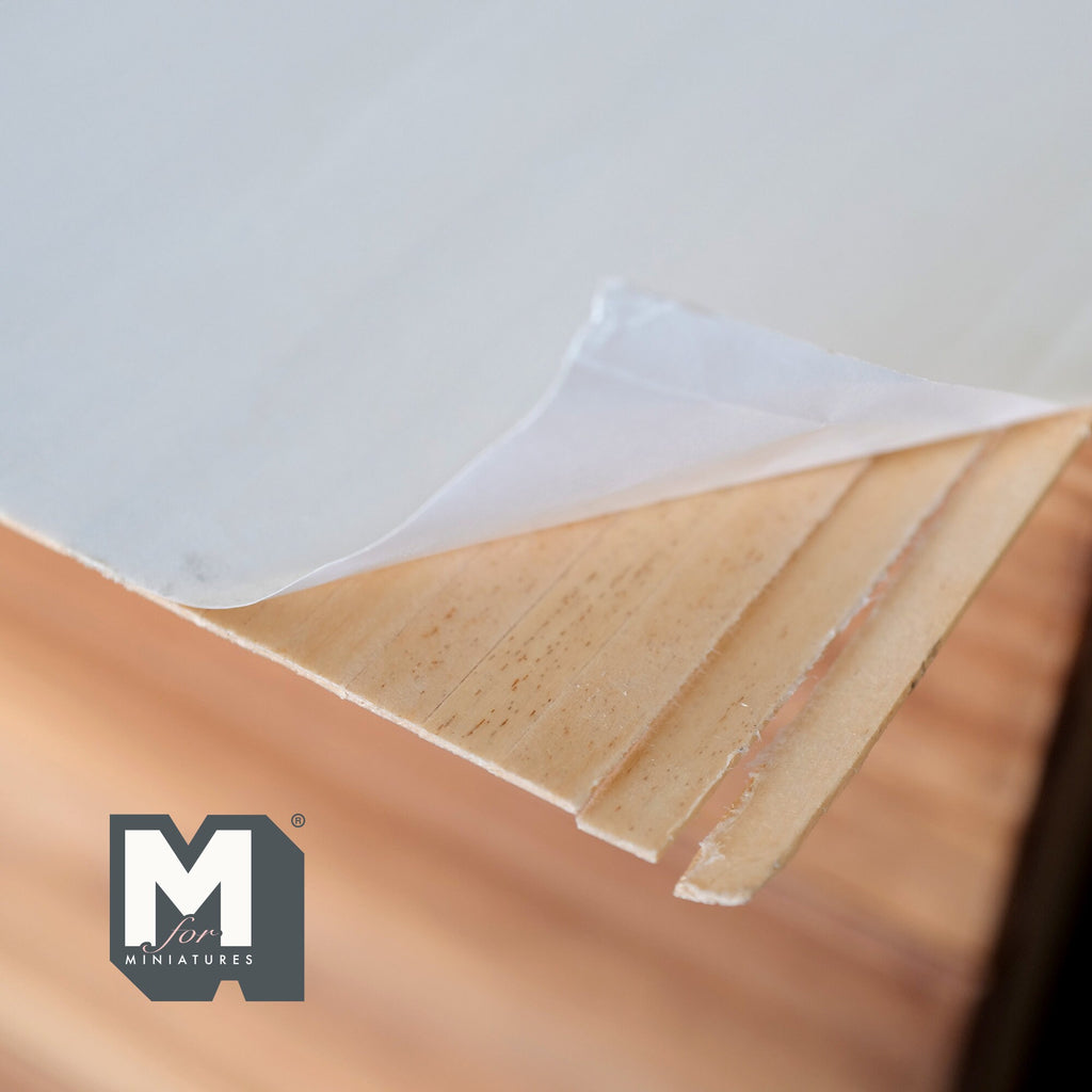 1:12 Scale Miniature Hardwood Floor Strips, Peel and Stick Flooring Sheet, Cut to Length, 16-15/16 x 11-3/8 inch