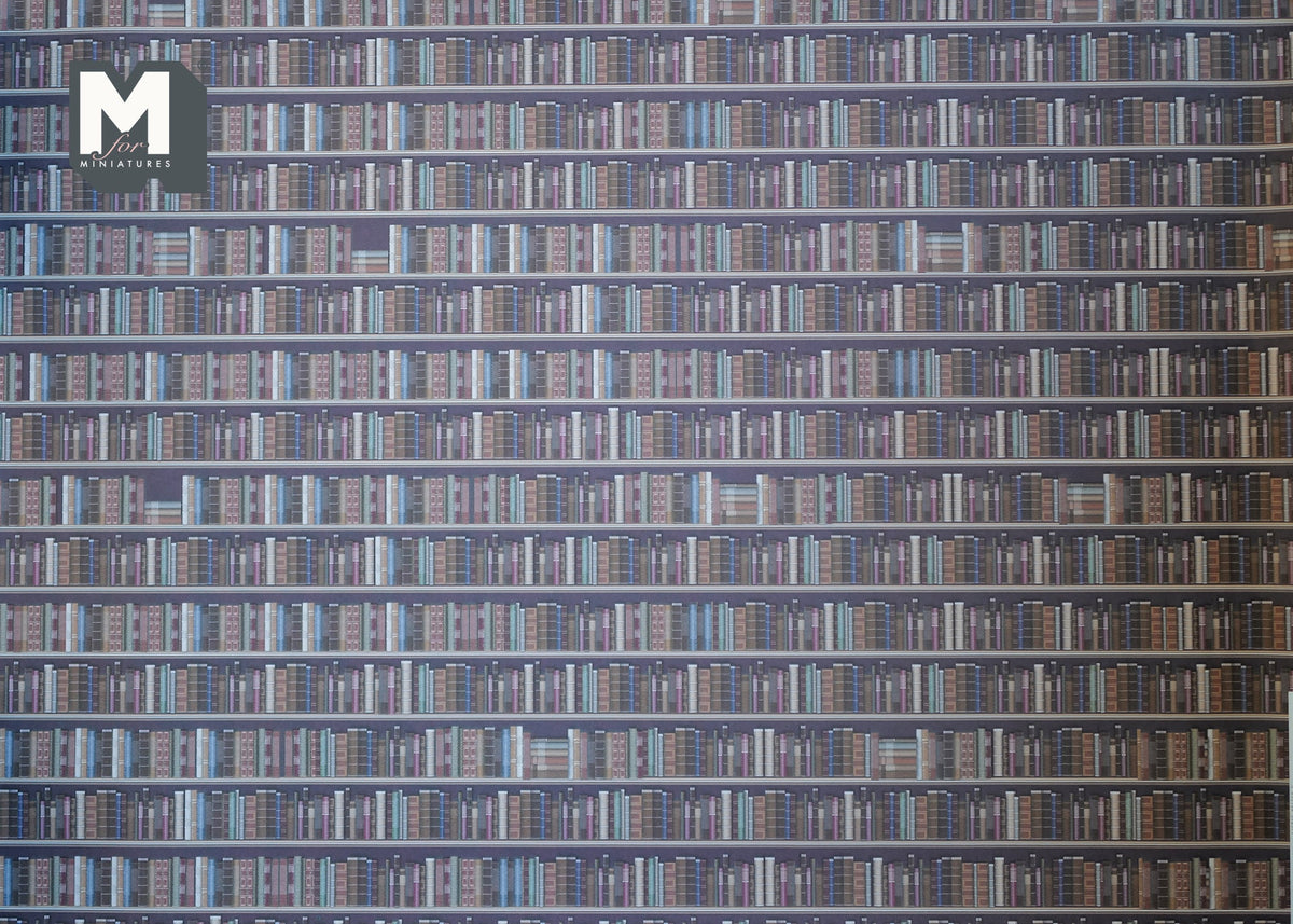 1:12 Scale Miniature Library Bookshelf Wallpaper, 23-5/8 x 16-15/16 inch, DIY Dollhouse Supply