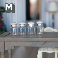 Miniature Glass Jars with Wooden Lids Set of 4 , 1:12 Scale Dollhouse Kitchenware Canning