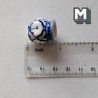 1:12 Scale Miniature Ceramic Hexagon Vase, Blue and White Pattern, 7/8 inch tall, DIY Dollhouse Supply