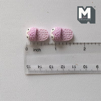 Miniature Plush Slippers 1:12 Scale Dollhouse Bedroom Flip Flops Lounge Shoes Indoor Sandals (pink) - G074