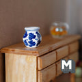 Dollhouse Supplies Miniature Ceramic Vase 1:12 Scale Garden Accessories Flower Planter Pot (blue) - B088
