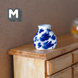 Dollhouse Supplies Miniature Ceramic Vase 1:12 Scale Garden Accessories Flower Planter Pot (blue) - B088
