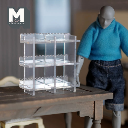 1:12 Scale Miniature Acrylic Cake Display Shelf, 3 Tiers, 2 inch tall, DIY Dollhouse Supply (clear)