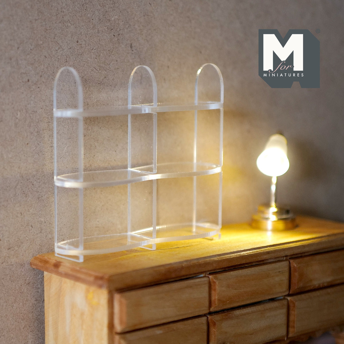 1:12 Scale Miniature Acrylic Cake Display Shelf, 3 Arched Sections, 2 inch tall, DIY Dollhouse Supply (clear)