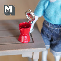 1:12 Dollhouse miniature metal coffee maker (Red, Metal) - E055