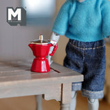 1:12 Dollhouse miniature metal coffee maker (Red, Metal) - E055