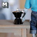 1:12 Scale Miniature Stovetop Coffee Maker, Silver Lid, 1-3/16 inch tall, DIY Dollhouse Supply (metal) (black)
