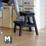 Dollhouse Kitchen Stool 1:12 Scale Miniature Wooden Steps Dollhouse Furniture Step Ladder (black) - D022