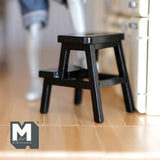 Dollhouse Kitchen Stool 1:12 Scale Miniature Wooden Steps Dollhouse Furniture Step Ladder (black) - D022