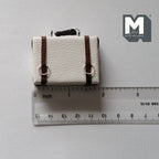 1:12 Scale Miniature Faux Leather Suitcase with Straps and Handle, 1-9/16 inch tall, DIY Dollhouse Supply (white)