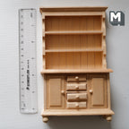 1:12 Scale Miniature Unpainted Wood Kitchen Hutch, 2 Doors and 4 Drawers, 6-5/8 inch tall, DIY Dollhouse Supply